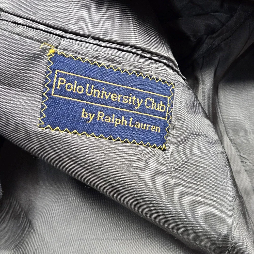 Polo University‎ Club Ralph Lauren Blazer Mens Gray Pinstripe Jacket USA Made